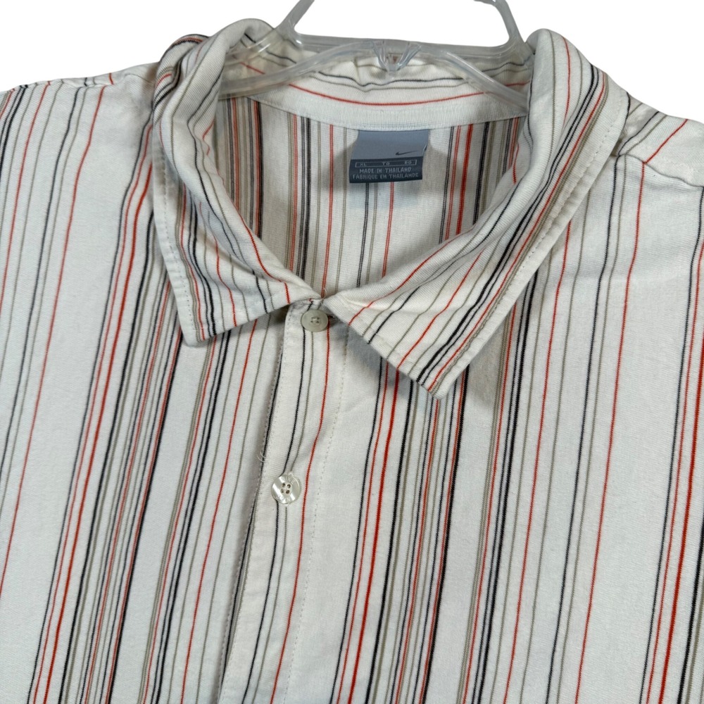Vintage NIKE Men's Striped Short Sleeve Button Down Shirt Size XL